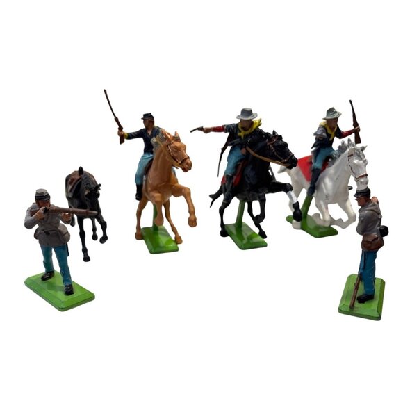 Vintage Britains Ltd 1971 Deetail Civil War Toy Soldiers & Horses Set Made In En - Picture 1 of 16